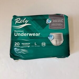 Rely Unisex Adult Underwear Maximum Absorbency Size Large,Pack of 20